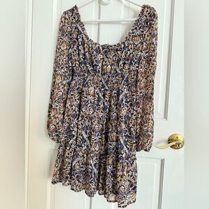 Never Worn City Studio Navy and Gold Patterned Dress